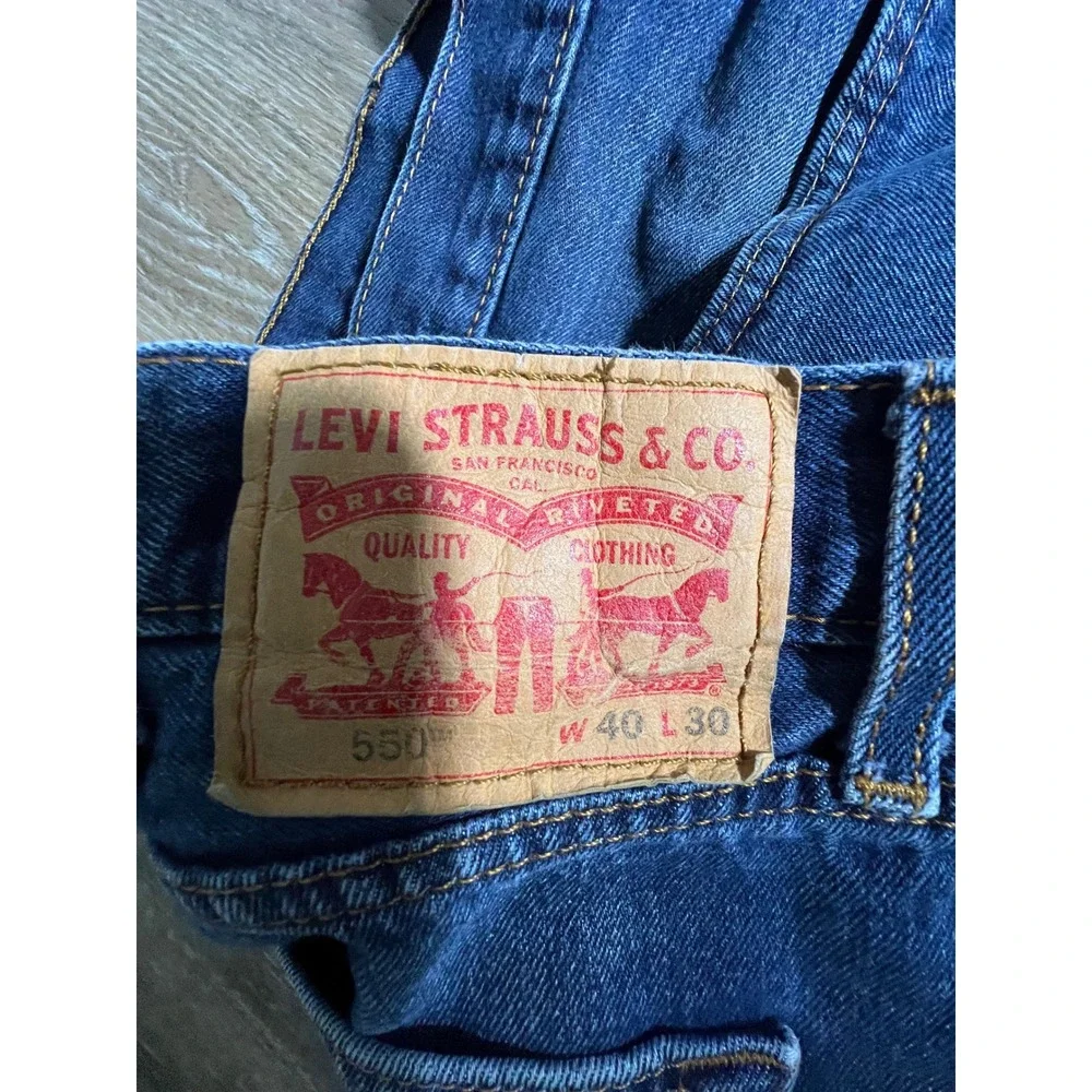 Levis 550 Relaxed Fit Jeans Mens 40x30‎ Blue Excellent Tapered Leg Denim
